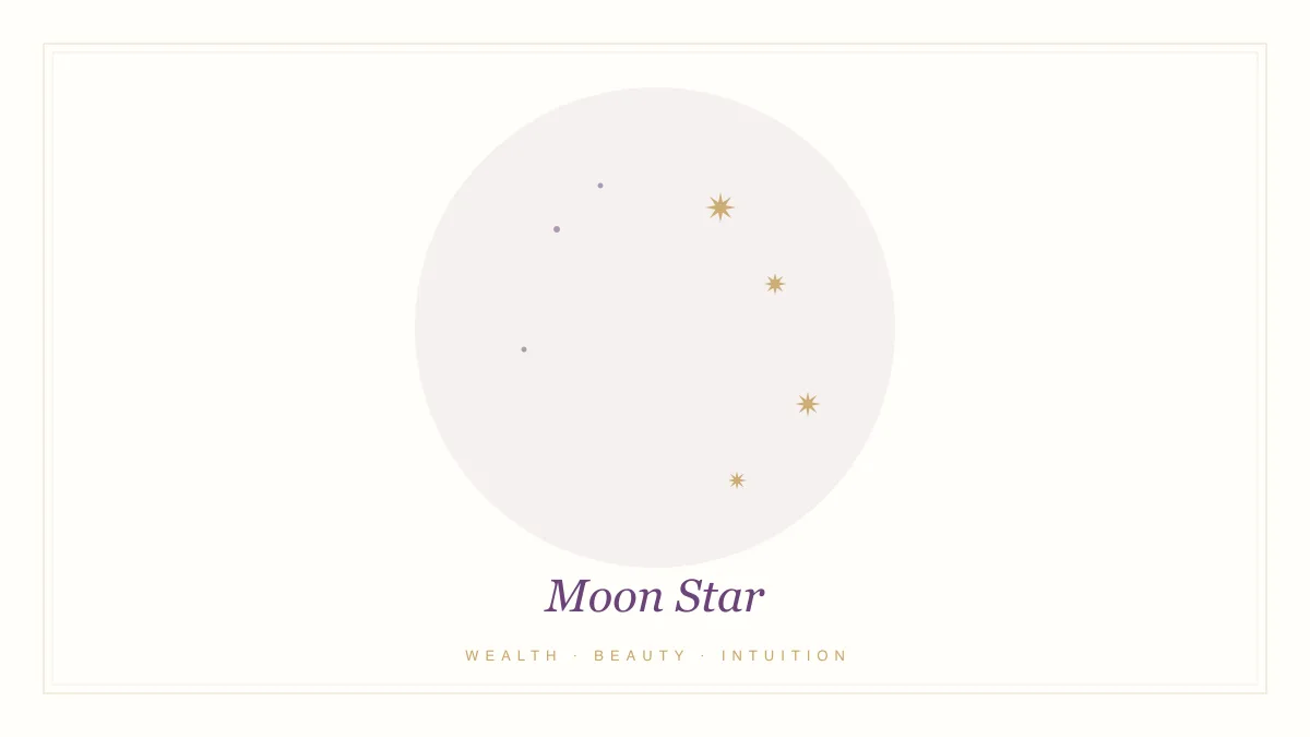 Moon Star illustration — wealth, beauty and quiet intuition in Purple Star Astrology
